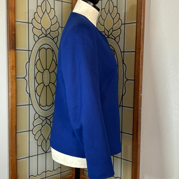Vintage Pendleton 80's 100% Wool Blue Button Up Shoulder Pads Blazer Size 6 - Picture 2 of 12